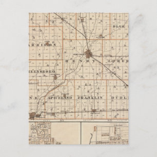 Cartão Postal Mapa do Condado de Henry com o Castelo de New Cast