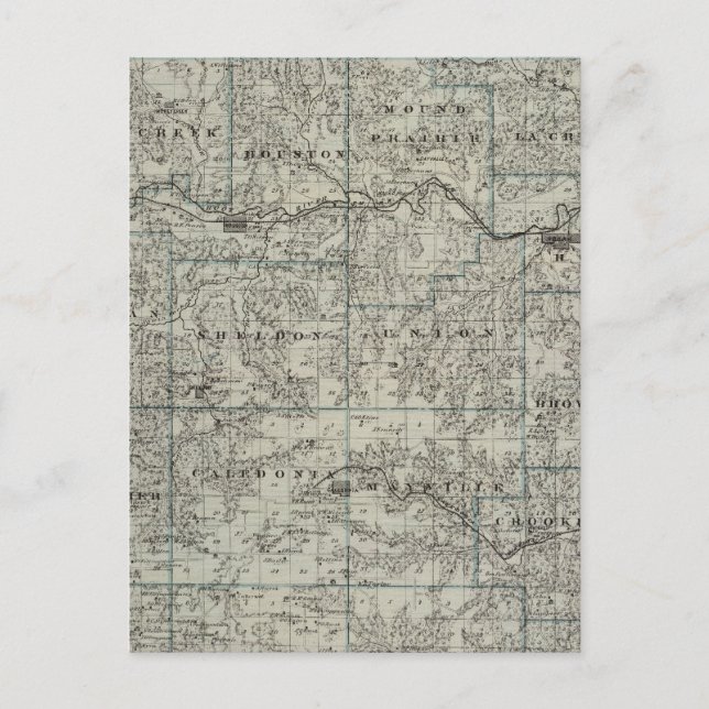 Cartão Postal Mapa do Condado de Houston, Minnesota (Frente)