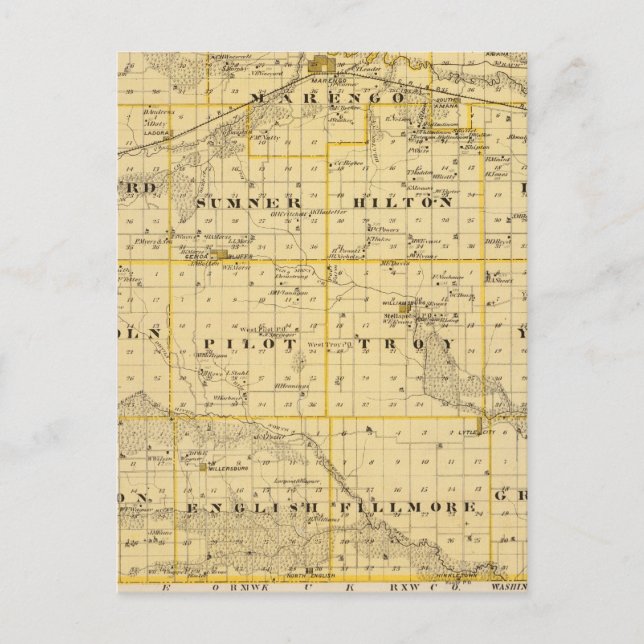 Cartão Postal Mapa do Condado de Iowa, Estado de Iowa (Frente)