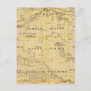 Cartão Postal Mapa do Condado de Iowa, Estado de Iowa