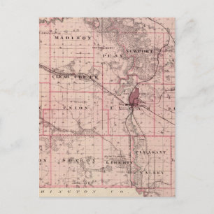 Cartão Postal Mapa do Condado de Johnson, Estado de Iowa