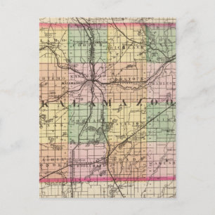 Cartão Postal Mapa do Condado de Kalamazoo, Michigan