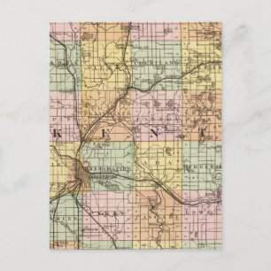Cartão Postal Mapa do Condado de Kent, Michigan