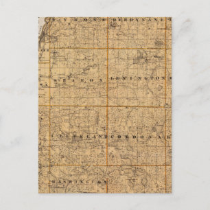 Cartão Postal Mapa do Condado de Le Sueur, Minnesota