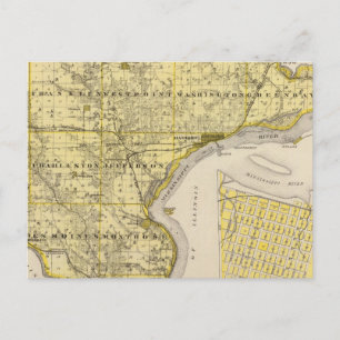 Cartão Postal Mapa do Condado de Lee e de Montrose, Estado de Io