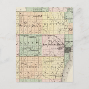Cartão Postal Mapa do Condado de Manitowoc, Estado de Wisconsin