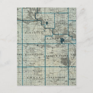 Cartão Postal Mapa do Condado de Marshall, Estado de Iowa