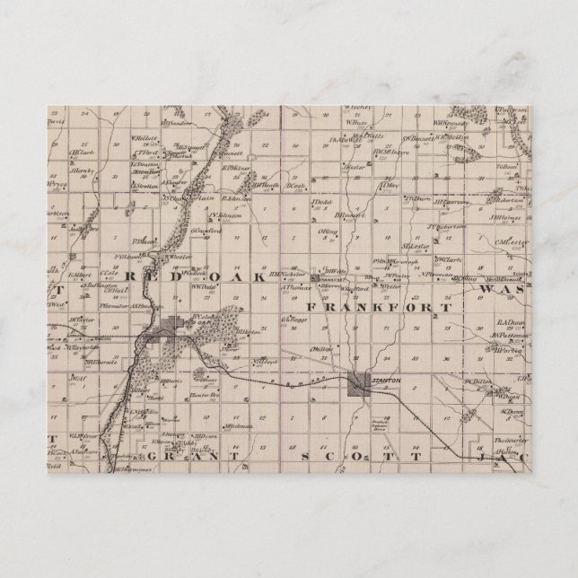 Cartão Postal Mapa do Condado de Montgomery, Estado de Iowa (Frente)