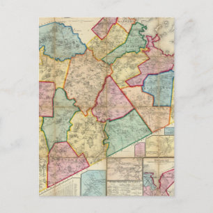 Cartão Postal Mapa do Condado de Norfolk, Massachusetts