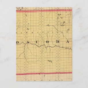 Cartão Postal Mapa do Condado de Oscoda, Michigan