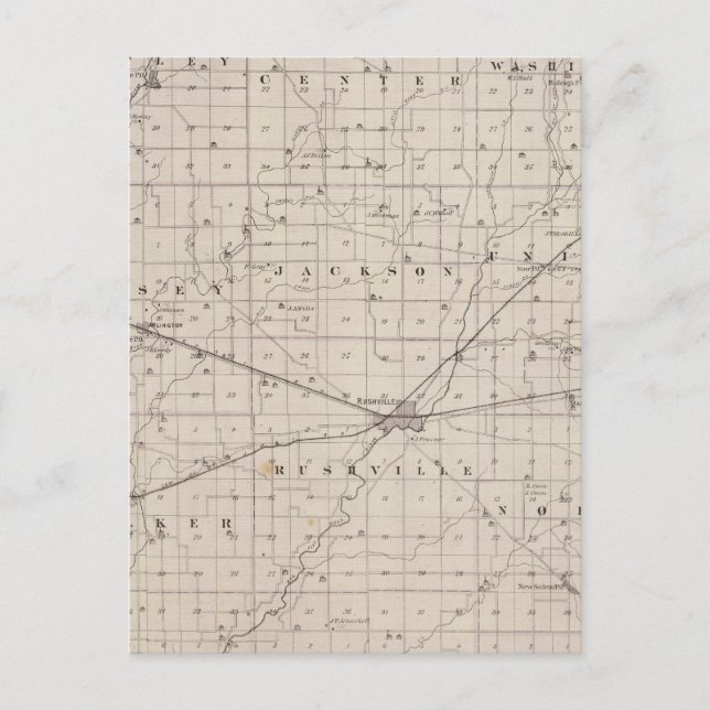 Cartão Postal Mapa do Condado de Rush (Frente)