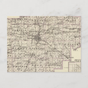 Cartão Postal Mapa do Condado de Sangamon e Taylorville