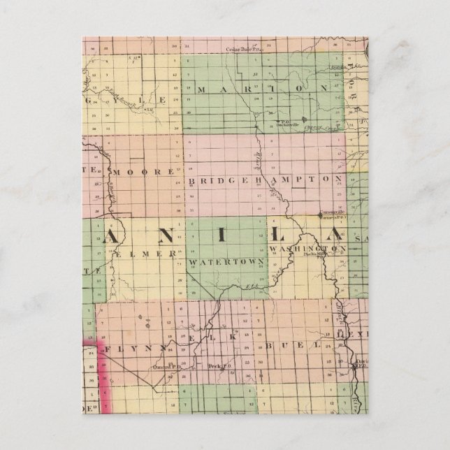 Cartão Postal Mapa do Condado de Sanilac, Michigan (Frente)