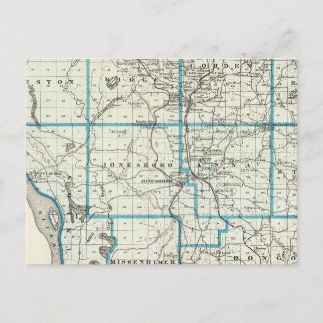 Cartão Postal Mapa do Condado de Union (Frente)