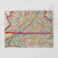 Mapa do Condado de Virginia e Carolina do Norte
