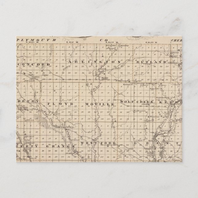 Cartão Postal Mapa do Condado de Woodbury, Estado de Iowa (Frente)