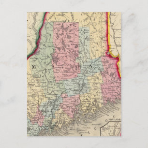 Cartão Postal Mapa Do Condado Do Estado De Maine