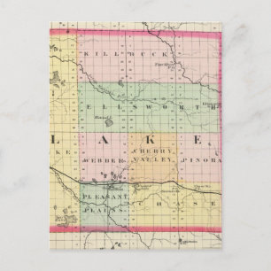Cartão Postal Mapa do condado do lago, Michigan