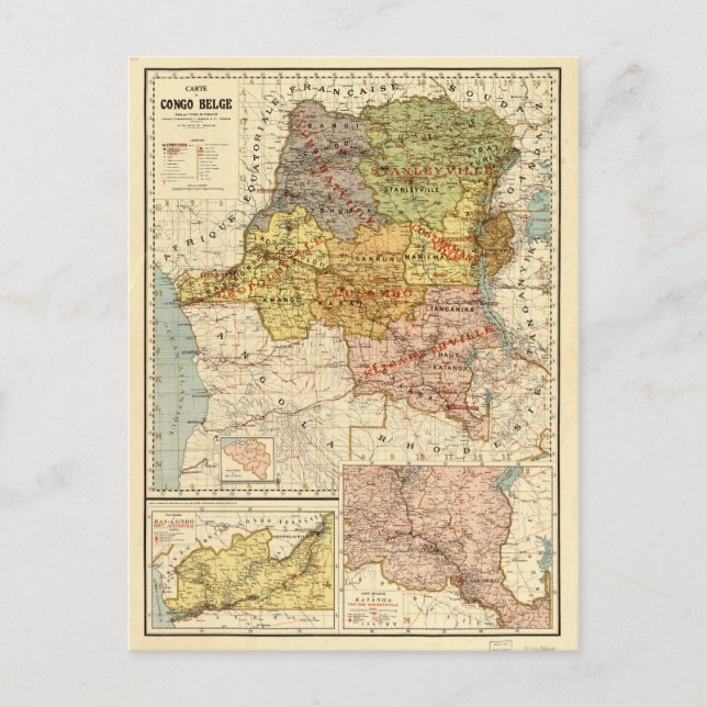 Cartão Postal Mapa do Congo, África (1896) (Frente)