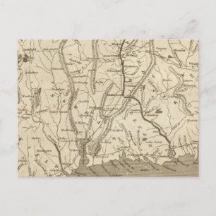 Cartão Postal Mapa do Connecticut por Arrowsmith