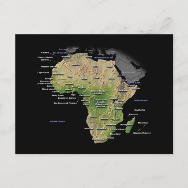 Cartão Postal Mapa do continente africano (Frente)