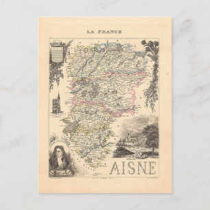 Cartão Postal Mapa do Departamento de Aisne França Alexandre Vui