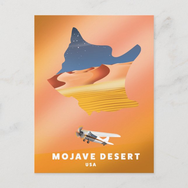 Cartão Postal Mapa do Deserto de Mojave nos EUA (Frente)