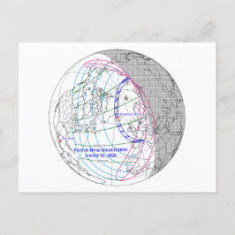 Cartão Postal Mapa do Eclipse Solar Total de 2026