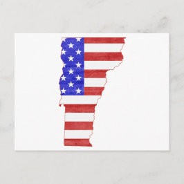Cartão Postal Mapa do Estado da bandeira da Vermont EUA