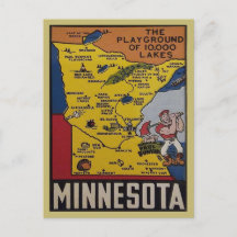 Mapa do Estado da Viagens vintage do Minnesota dos