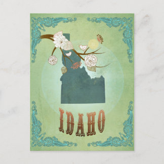 Cartão Postal Mapa do Estado de Idaho - Verde