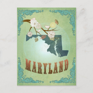 Cartão Postal Mapa do Estado de Maryland - Verde