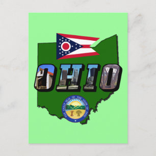 Cartão Postal Mapa do Estado de Ohio, Texto da Imagem, Sinalizad