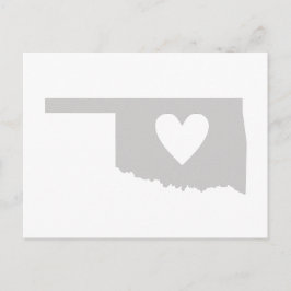 Cartão Postal Mapa do Estado de Oklahoma Cinza com Recorte em Co
