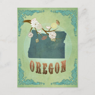 Cartão Postal Mapa do Estado de Oregon – Verde