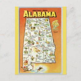 Cartão Postal Mapa do Estado do Alabama