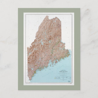 Cartão Postal Mapa do Estado do Maine (1977)