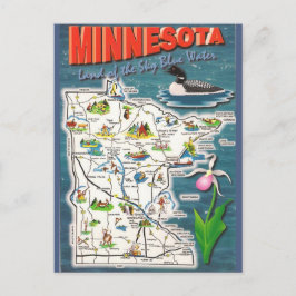 Cartão Postal Mapa do Estado do Minnesota