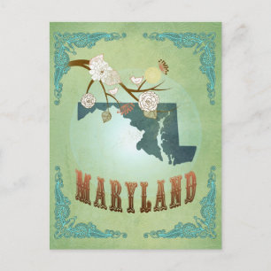 Cartão Postal Mapa do Estado do Modern Vintage em Maryland - Sag