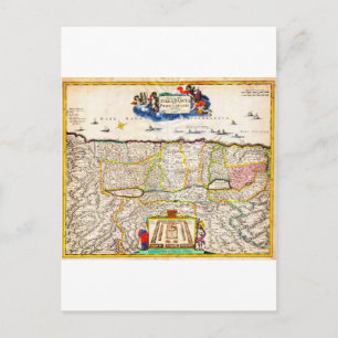 Cartão Postal Mapa do Funck de Israel, Palestina Santa, em 1720