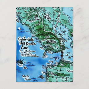 Cartão Postal Mapa do Golden Gate em Postal