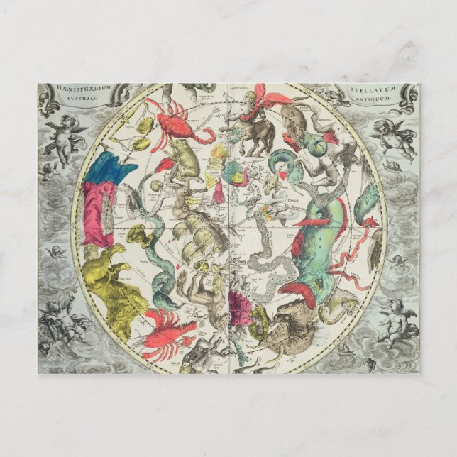 Cartão Postal Mapa do Hemisfério Sul (Frente)