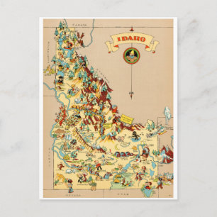 Cartão Postal Mapa do Idaho Funny Vintage