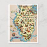 Cartão Postal Mapa do Illinois Funny Vintage<br><div class="desc">Carinhoso mapa de Vintage de Illinois.</div>