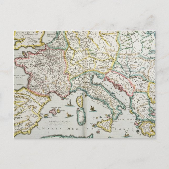 Cartão Postal Mapa do Império de Carlos Magno (Frente)