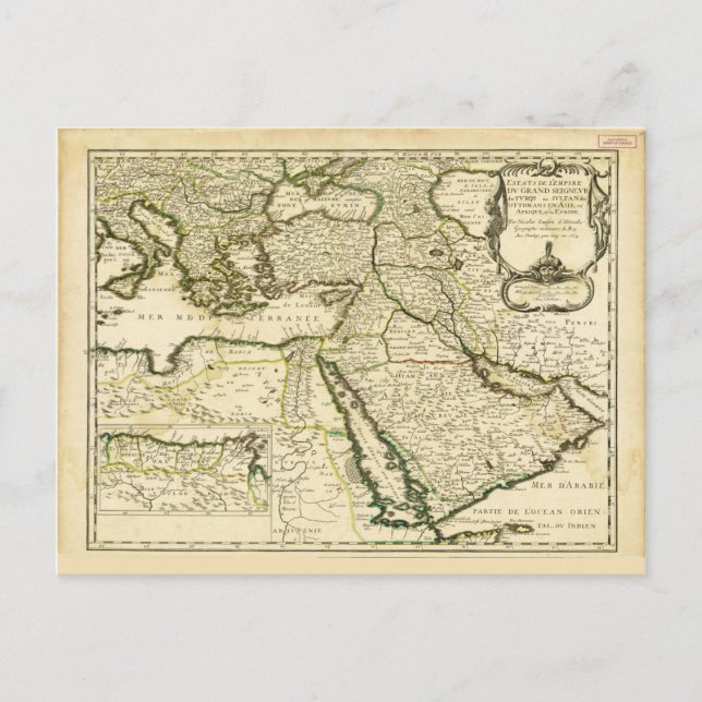 Cartão Postal Mapa do Império Otomano (1654) (Frente)