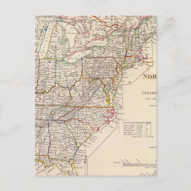 Cartão Postal Mapa do índice da América do Norte (Frente)
