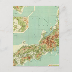Cartão Postal Mapa do Japão com rotas de navegação