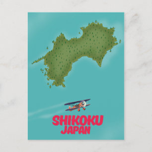 Cartão Postal Mapa do Japão Shikoku
