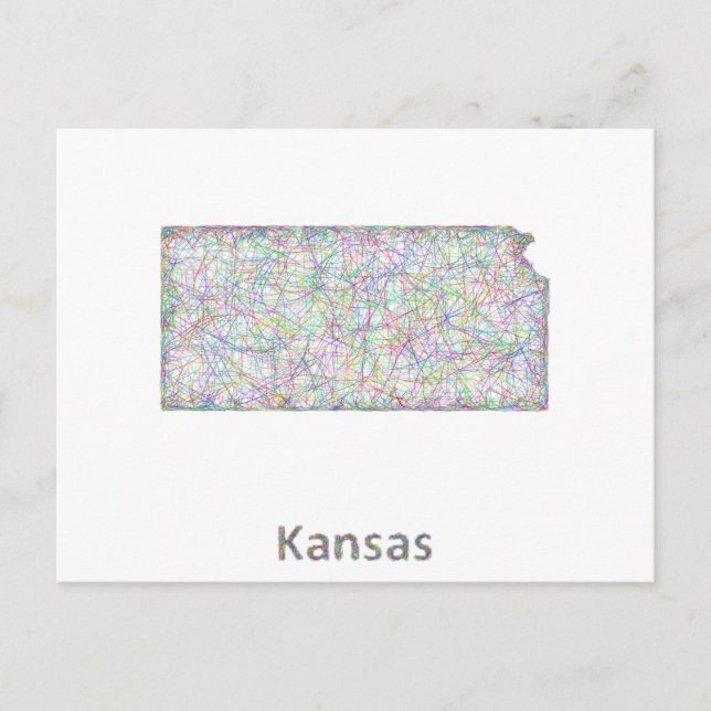 Cartão Postal mapa do Kansas (Frente)